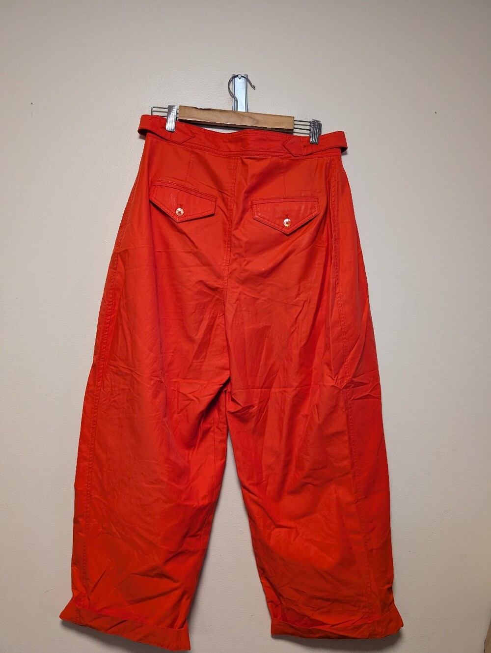 Maeve by Anthropologie Red Orange Wide Leg Utility Pants Size 8 Barrel Crop - Picture 6 of 10